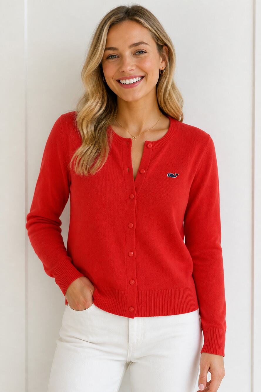 Vineyard Vines Red Button Up Cardigan Sweater S